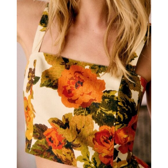 NWT Sezane Editions Ava Top in Taormina Print Floral Crop Tank Top 38 / 6 - Picture 3 of 7